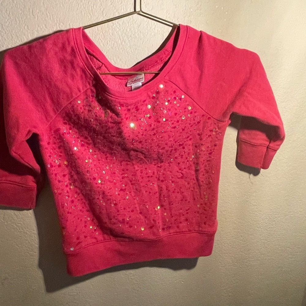 Justice girls, pink sweatshirt with sequence—Size 10